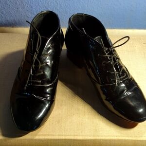 Black patent leather booties